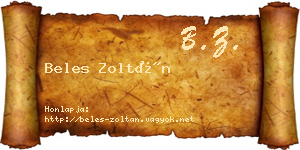 Beles Zoltán névjegykártya